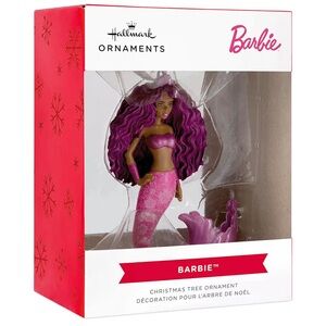 Barbie mermaid Hallmark keepsake Christmas ornament purple pink glitter tail
